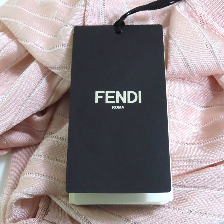 新品 FENDI ニット クロップド丈 ハイネック 長袖 ピンク レーヨン レディース 38 FZX834