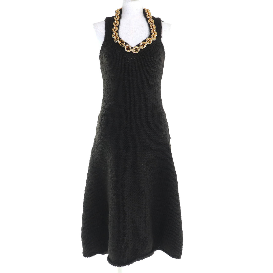 Great BOTTEGAVENETA one piece Gold Chain Sleeveless Knit Dark brown S 642901