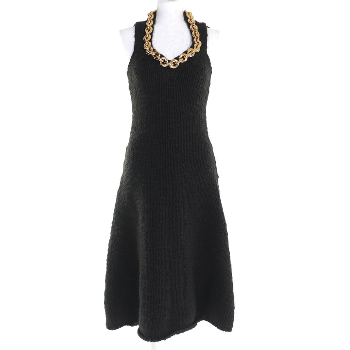 Great BOTTEGAVENETA one piece Gold Chain Sleeveless Knit Dark brown S 642901