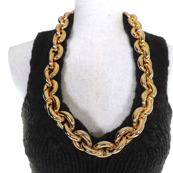 Great BOTTEGAVENETA one piece Gold Chain Sleeveless Knit Dark brown S 642901