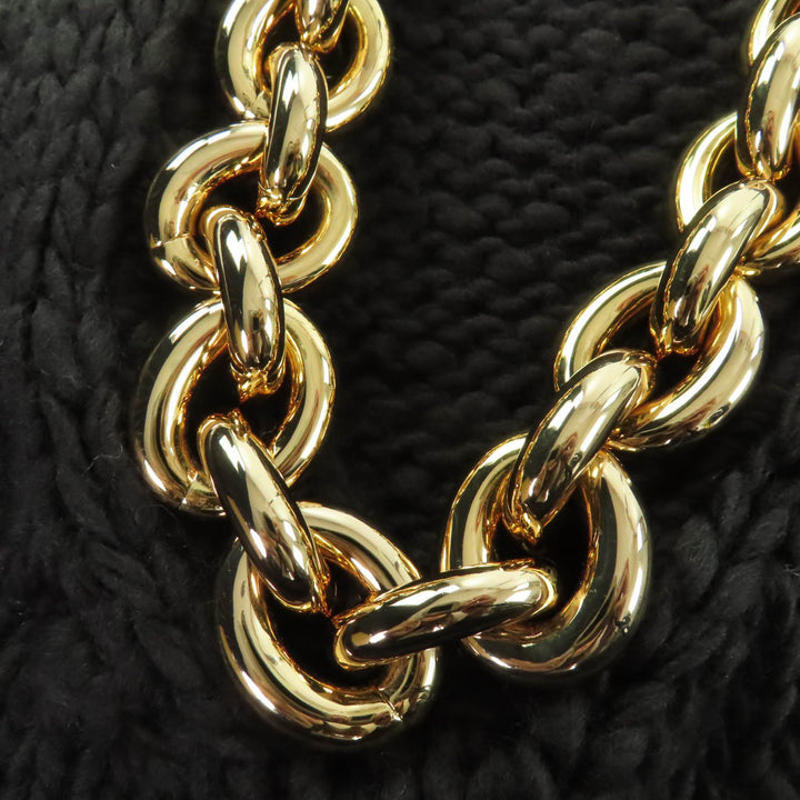 BOTTEGAVENETA ワンピース ゴールドチェーン ノースリーブ ニット ダークブラウン S 642901