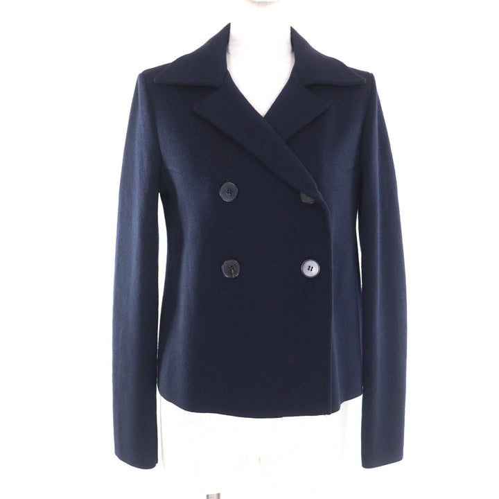 Great JIL SANDER Jacket double-breasted knit Navy wool Women 34 JSPL757039