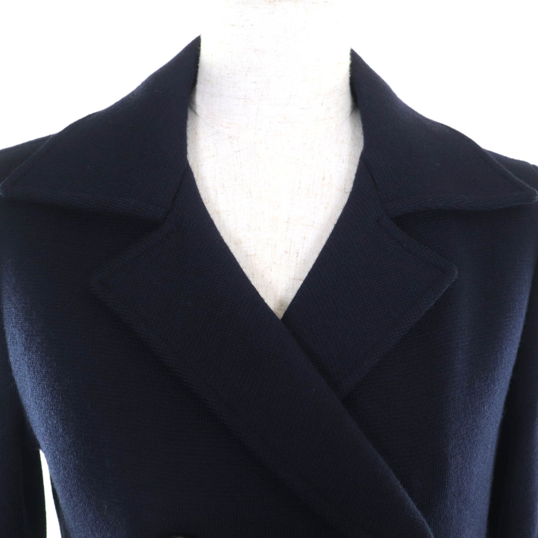 Great JIL SANDER Jacket double-breasted knit Navy wool Women 34 JSPL757039