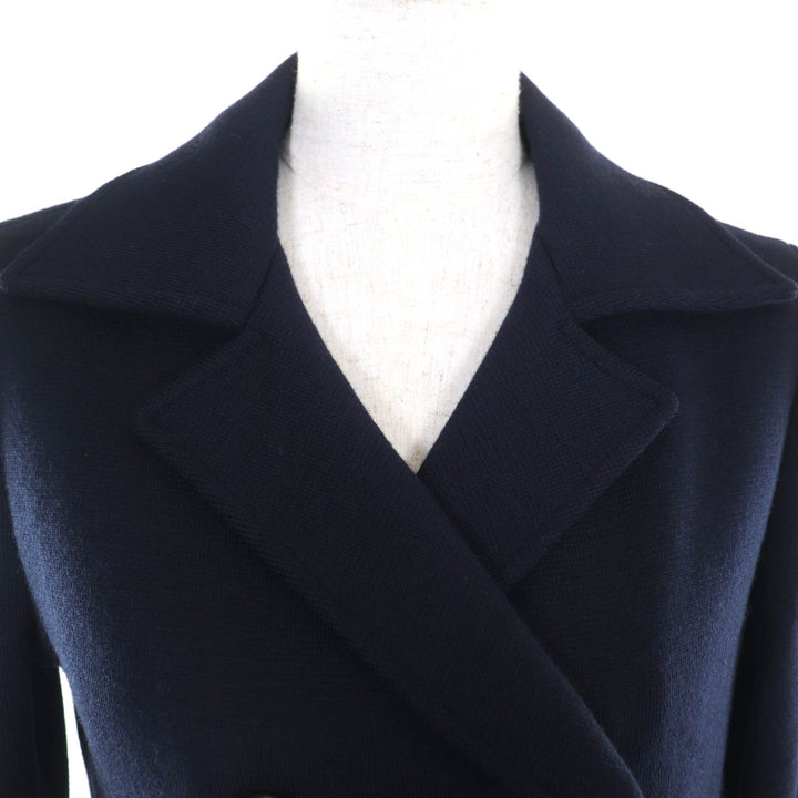 Great JIL SANDER Jacket double-breasted knit Navy wool Women 34 JSPL757039