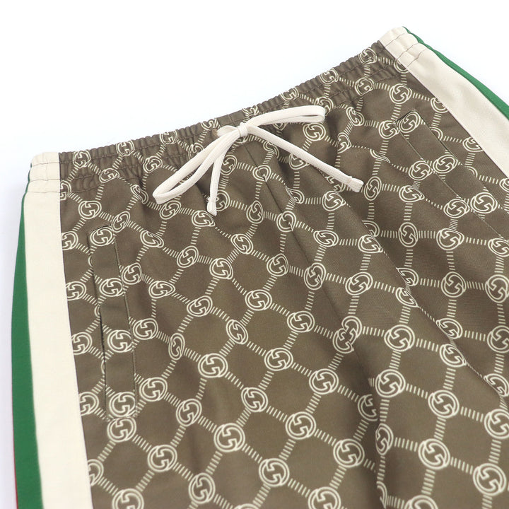 Excellent GUCCI Pants Interlocking G all-over print web line truck Brown XS 671496