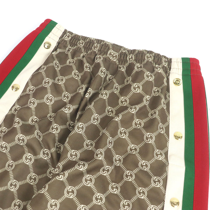 Excellent GUCCI Pants Interlocking G all-over print web line truck Brown XS 671496