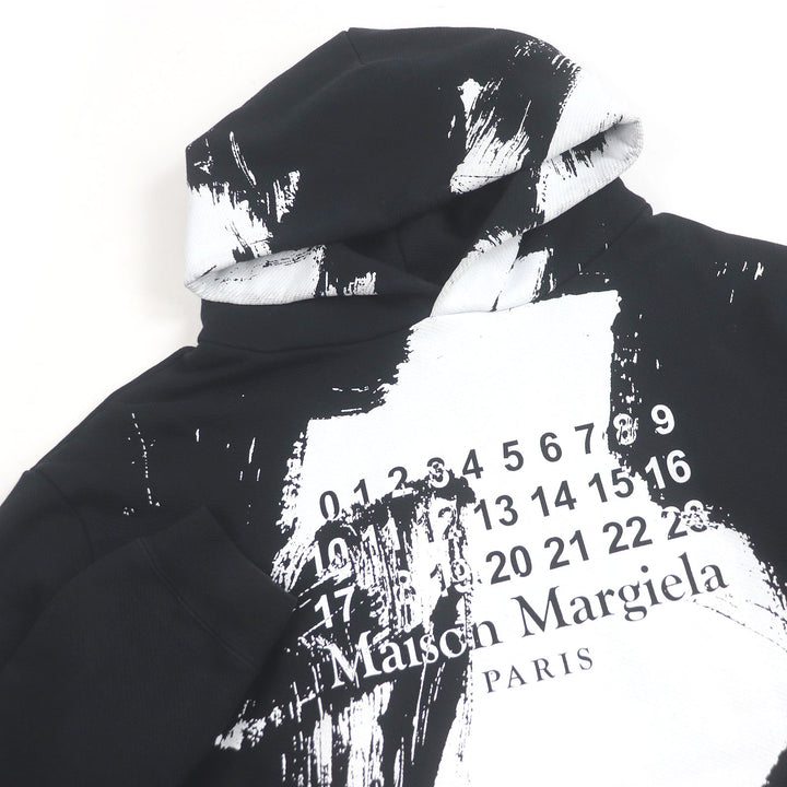 Great Maison Margiela 10 hoodie DIAGONAL PAINT EFFECT HOODIE pullover Black
