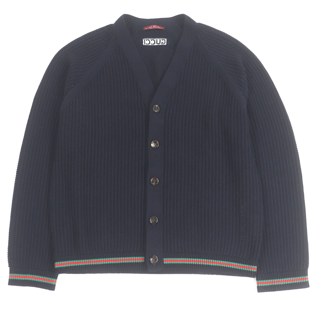 Excellent GUCCI cardigan Cotton jersey knit cardigan with Web stripe L 788009
