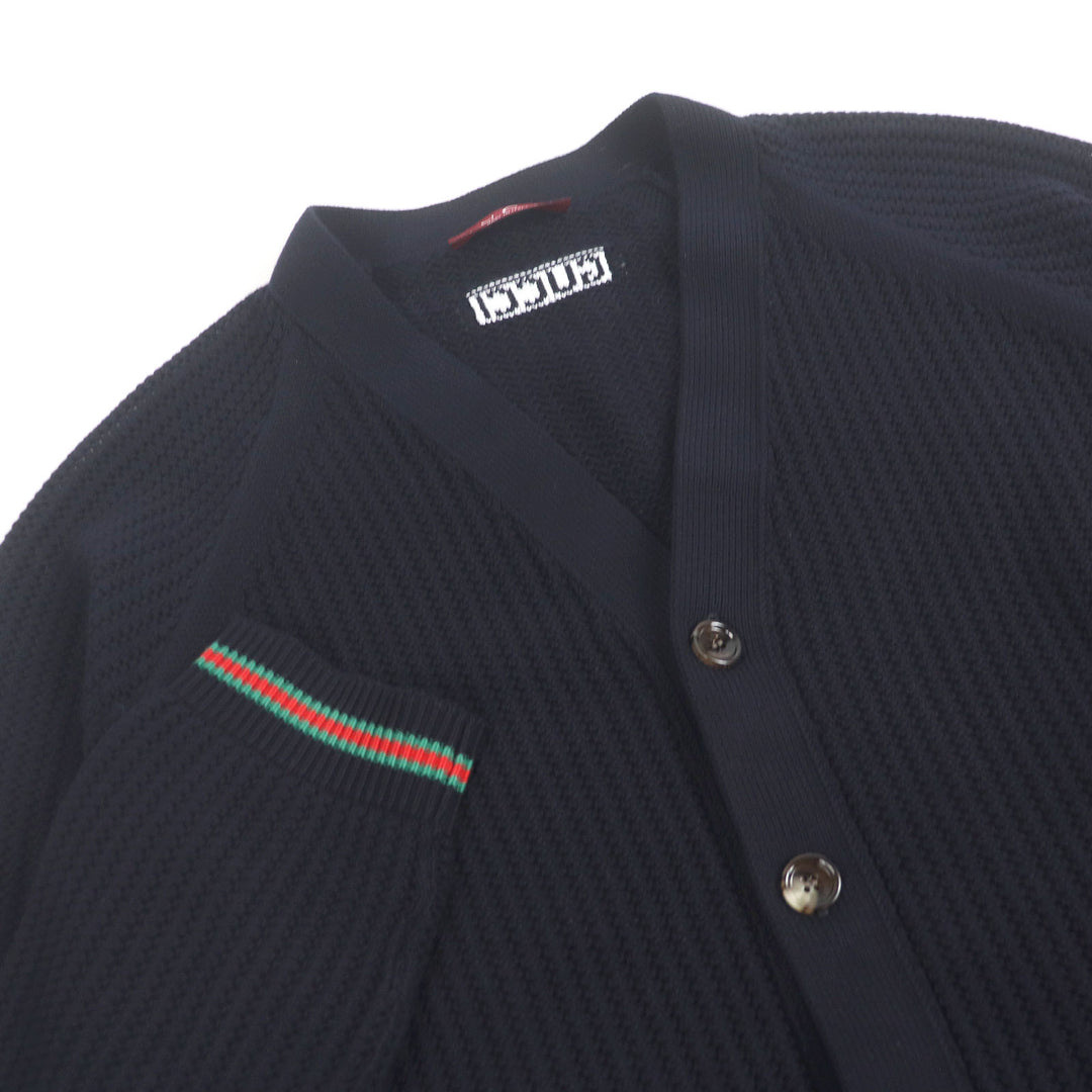 Excellent GUCCI cardigan Cotton jersey knit cardigan with Web stripe L 788009