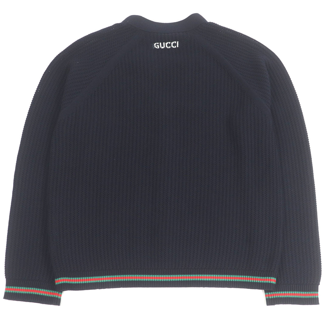 Excellent GUCCI cardigan Cotton jersey knit cardigan with Web stripe L 788009