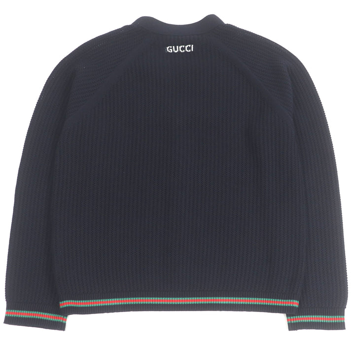 Excellent GUCCI cardigan Cotton jersey knit cardigan with Web stripe L 788009