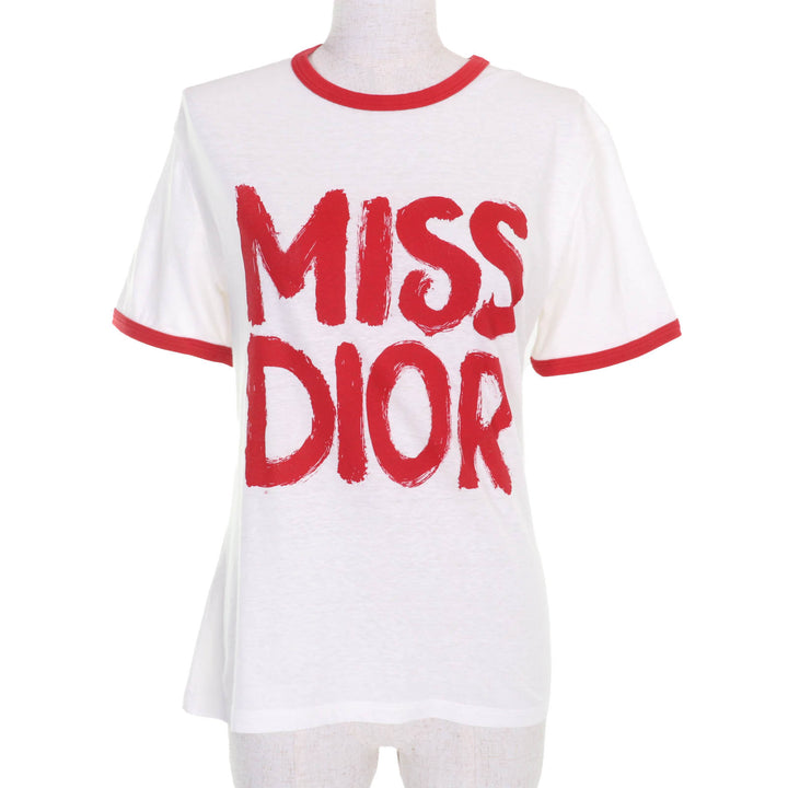 クリスチャンディオール 半袖Tシャツ アイボリーレッド コットン レディース S 453T40A4554 美品