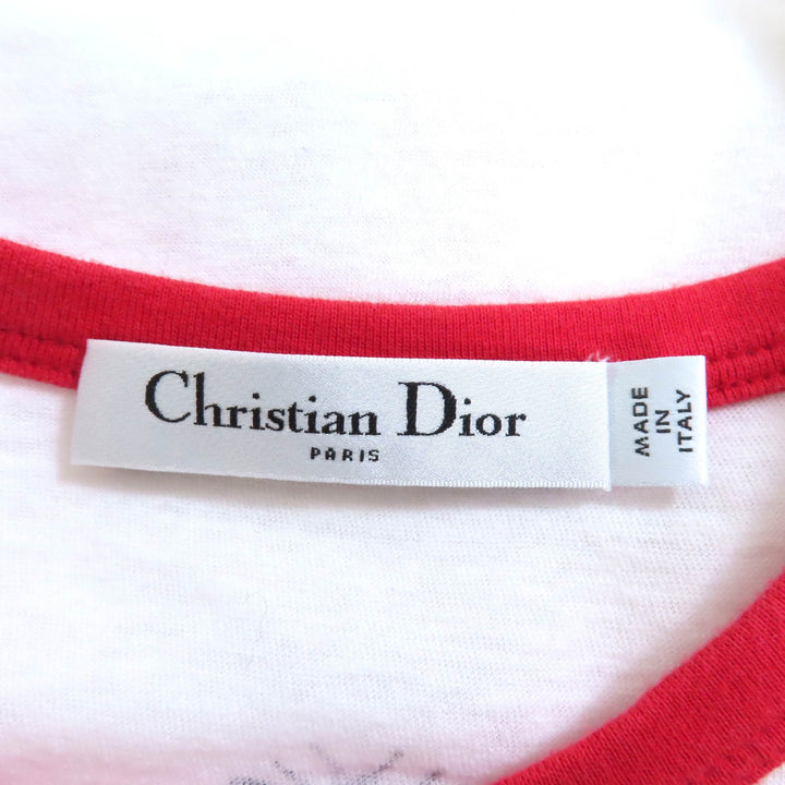 クリスチャンディオール 半袖Tシャツ アイボリーレッド コットン レディース S 453T40A4554 美品