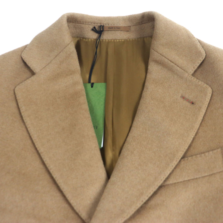 新品 GUCCI チェスターコート シティラベル ロゴボタン ブラウン キャメル メンズ 44 753089