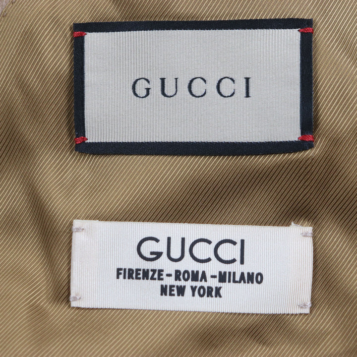 新品 GUCCI チェスターコート シティラベル ロゴボタン ブラウン キャメル メンズ 44 753089