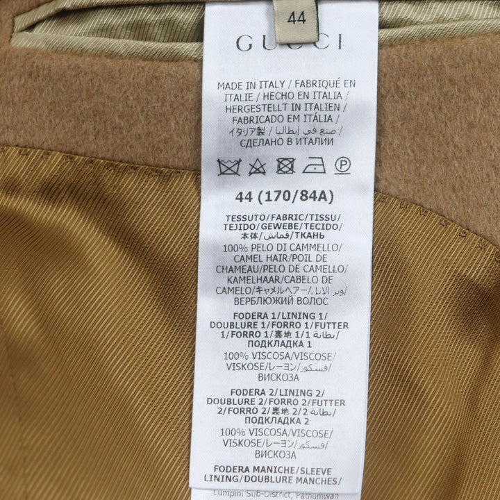 新品 GUCCI チェスターコート シティラベル ロゴボタン ブラウン キャメル メンズ 44 753089