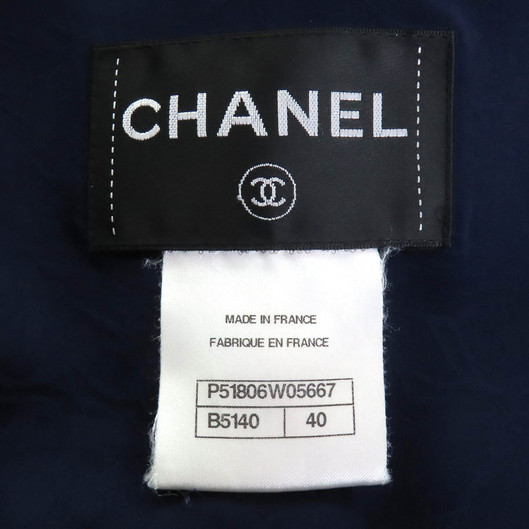 CHANEL ジャケット COCO ボタン 半袖 ウール ツイード ネイビー アイボリー レッド ウール 40 P51806