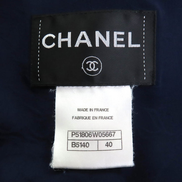 CHANEL ジャケット COCO ボタン 半袖 ウール ツイード ネイビー アイボリー レッド ウール 40 P51806