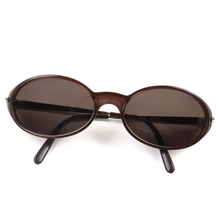 Excellent Cartier sunglasses 2C decor logo engraved oval shape Clear Brown Silver men