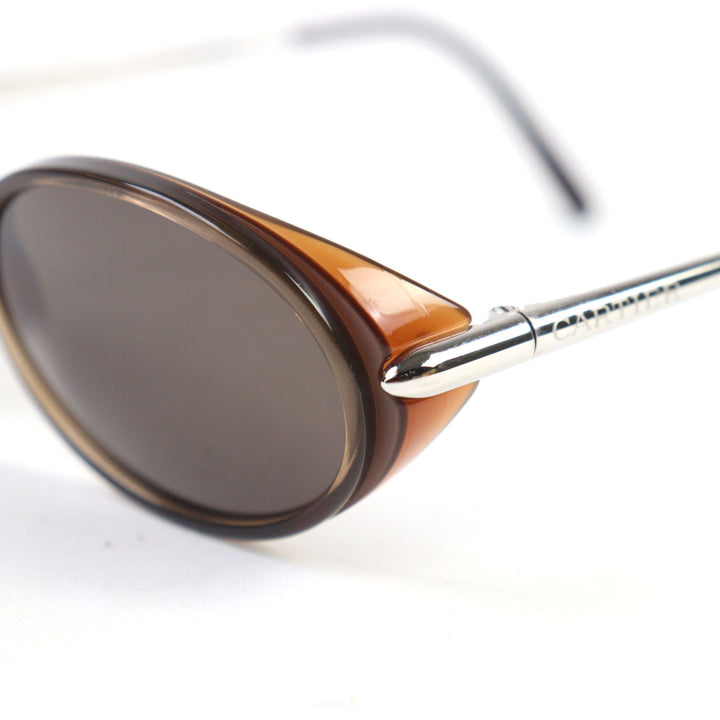 Excellent Cartier sunglasses 2C decor logo engraved oval shape Clear Brown Silver men