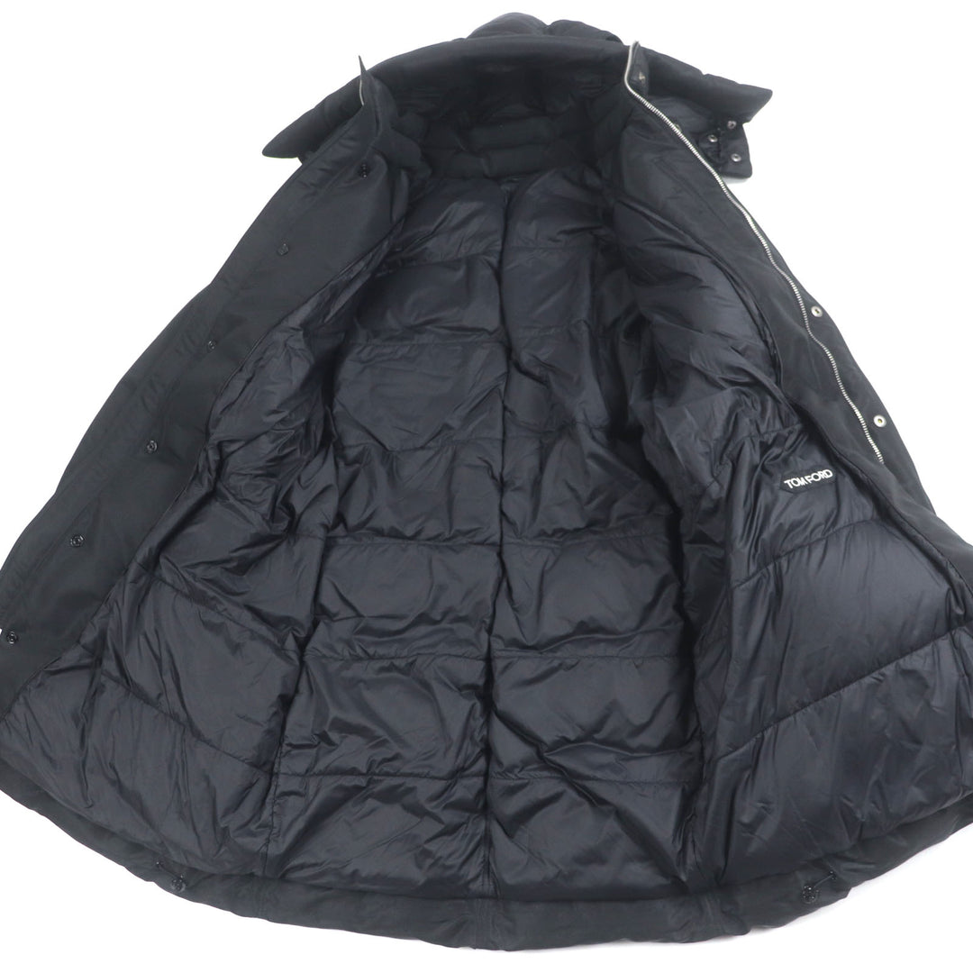 TOM FORD down coat Hooded double zip-up black polyester mens 48 TFO645
