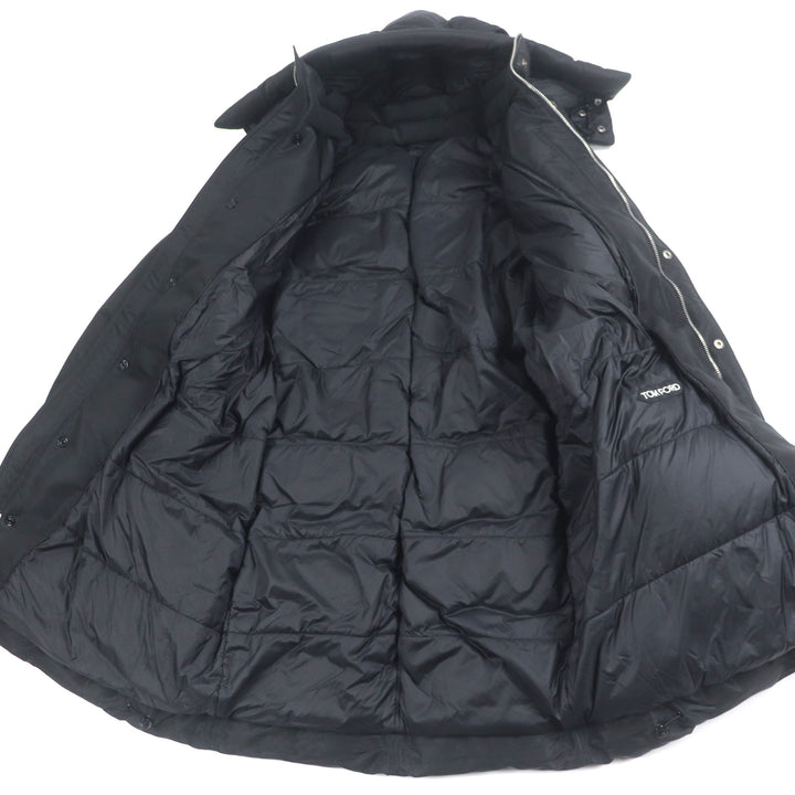 TOM FORD down coat Hooded double zip-up black polyester mens 48 TFO645