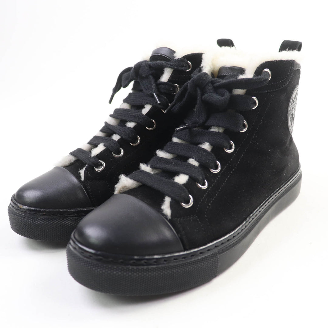Great HERMES High cut sneakers JIMMY black Suede leather Women 35.5