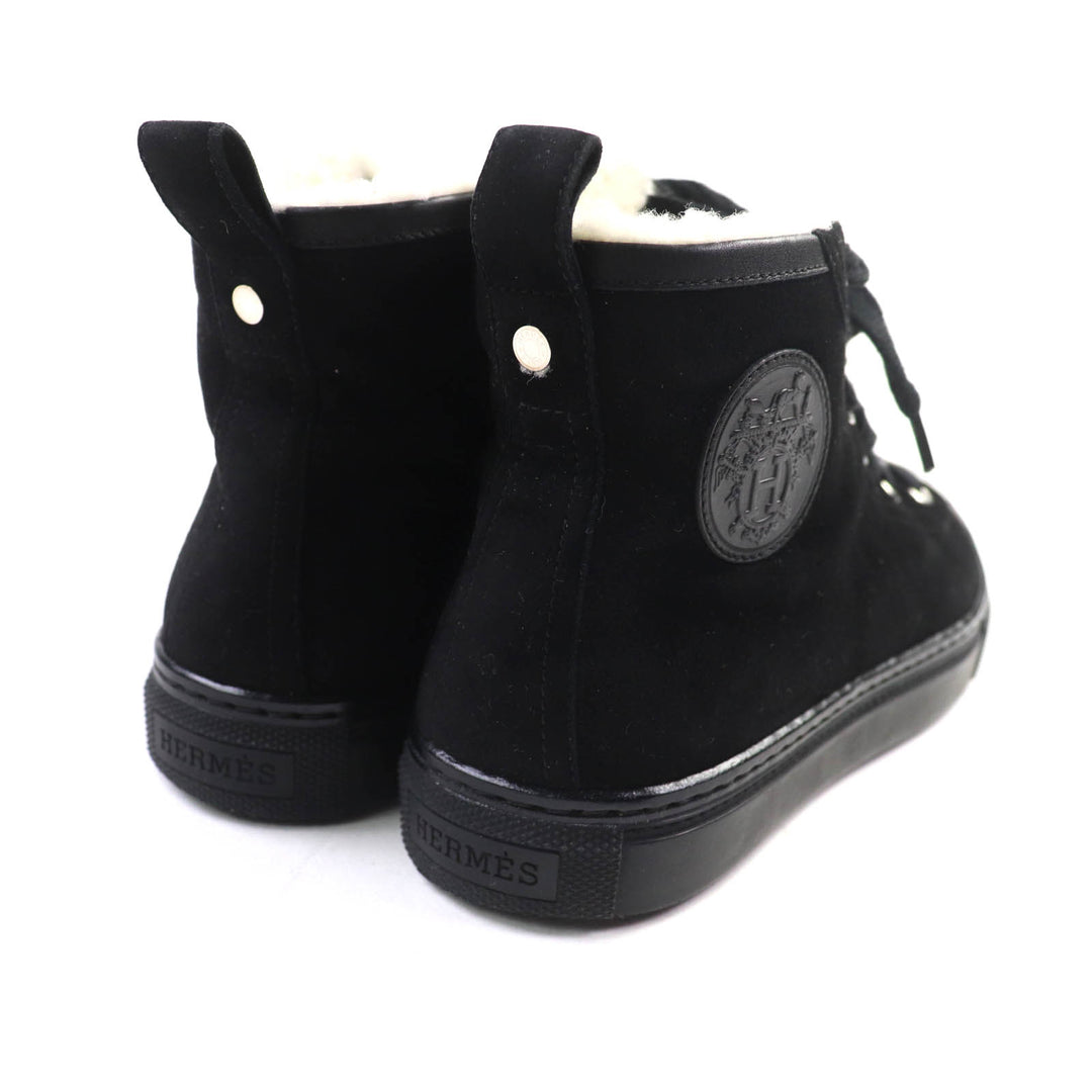 Great HERMES High cut sneakers JIMMY black Suede leather Women 35.5