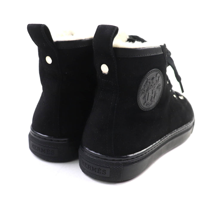 Great HERMES High cut sneakers JIMMY black Suede leather Women 35.5