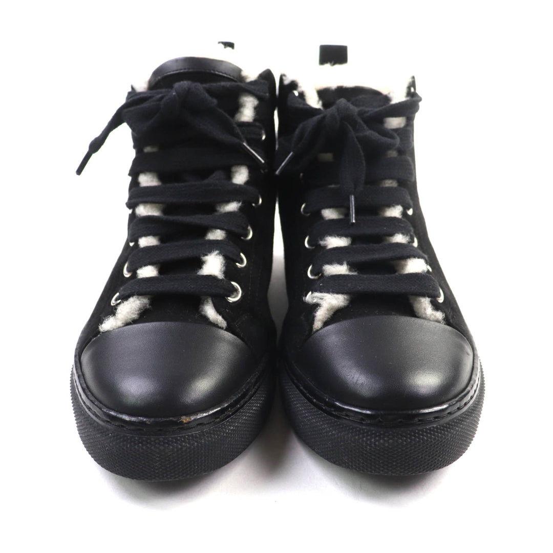 Great HERMES High cut sneakers JIMMY black Suede leather Women 35.5