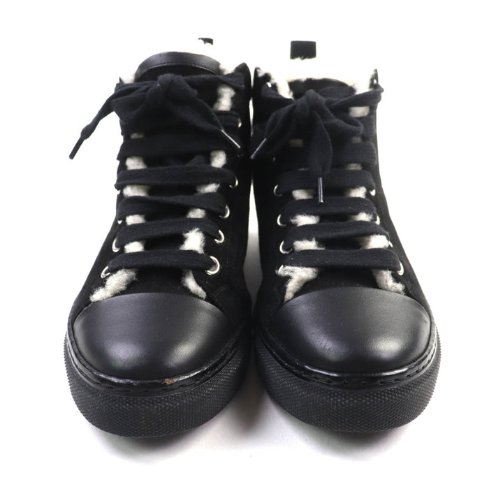 Great HERMES High cut sneakers JIMMY black Suede leather Women 35.5