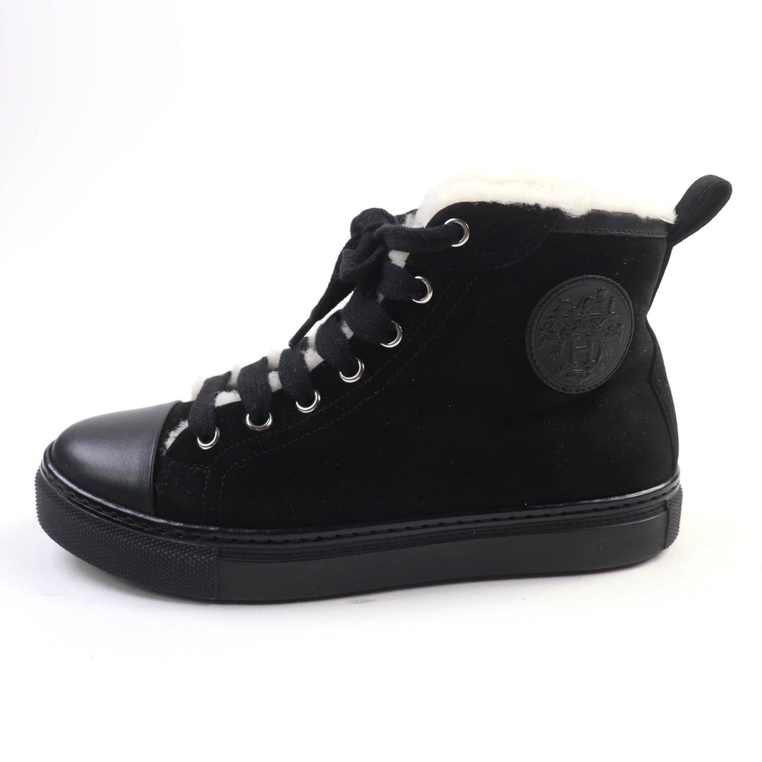 HERMES ハイカットスニーカー JIMMY ブラック スエードレザー レディース 35.5