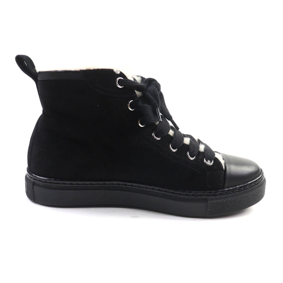Great HERMES High cut sneakers JIMMY black Suede leather Women 35.5