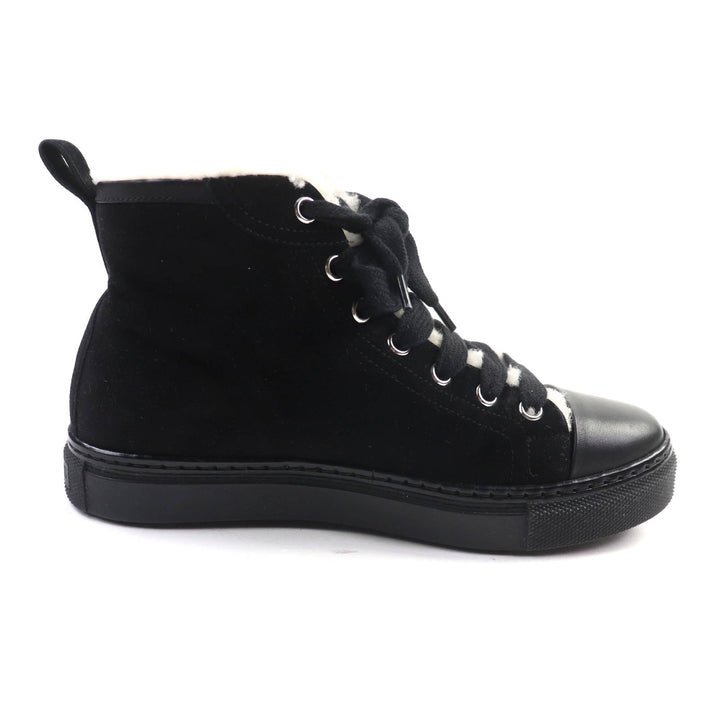 Great HERMES High cut sneakers JIMMY black Suede leather Women 35.5