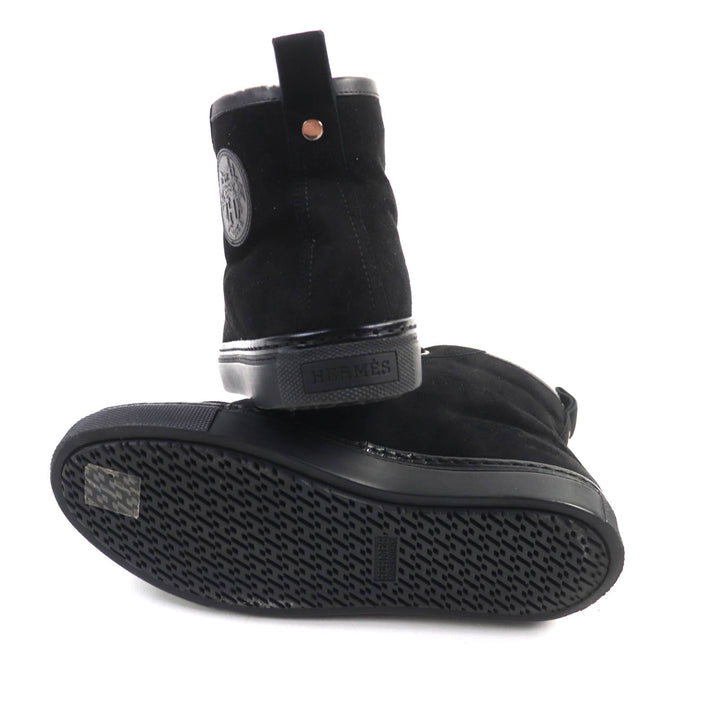 Great HERMES High cut sneakers JIMMY black Suede leather Women 35.5