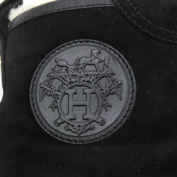 Great HERMES High cut sneakers JIMMY black Suede leather Women 35.5