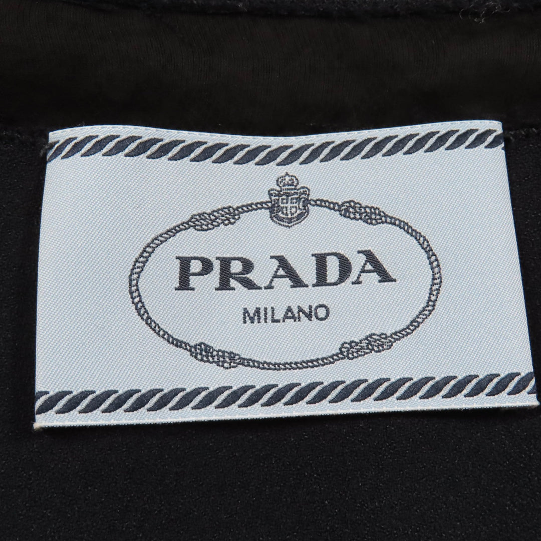 Excellent PRADA one piece Lace combination V-neck long sleeves Navy acetate Women 40 P3309