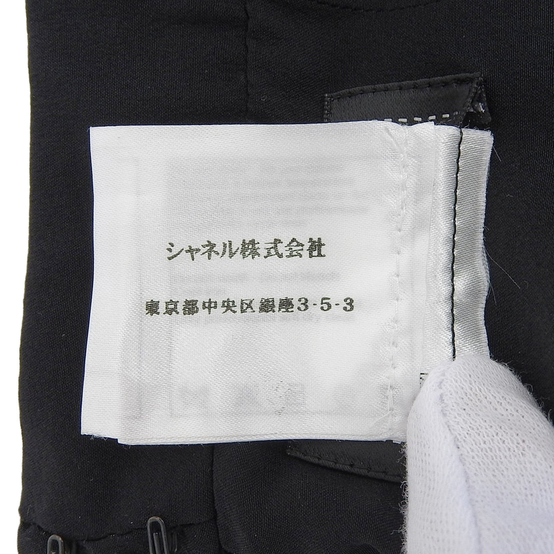 素晴らしいシャネルプリーツスカートブラックシルクレディース38 P46684