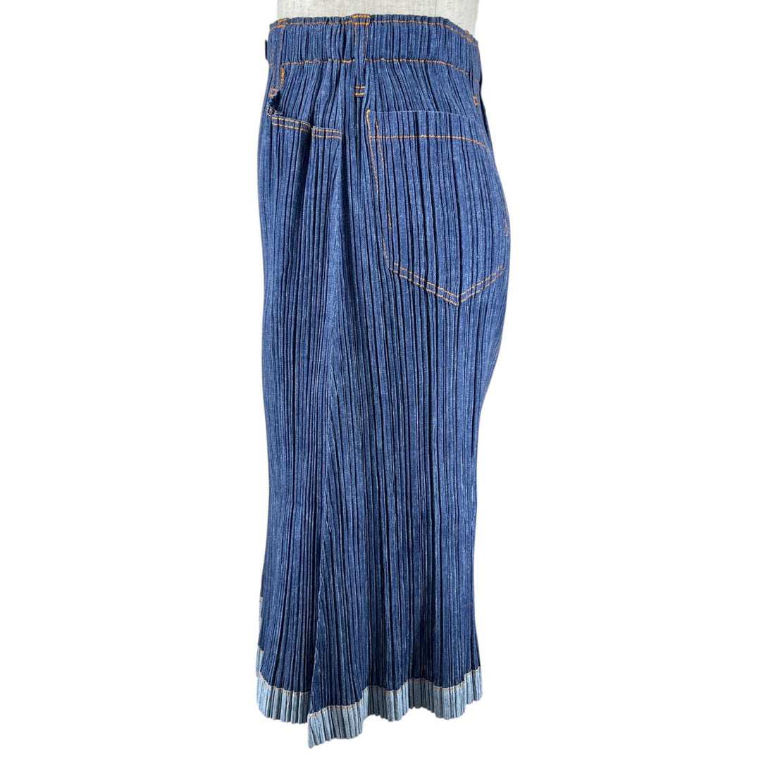 PLEATS PLEASE スカート デニム 転写 ブルー コットン レディース 1 PP71-JG624
