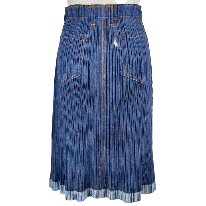PLEATS PLEASE スカート デニム 転写 ブルー コットン レディース 1 PP71-JG624