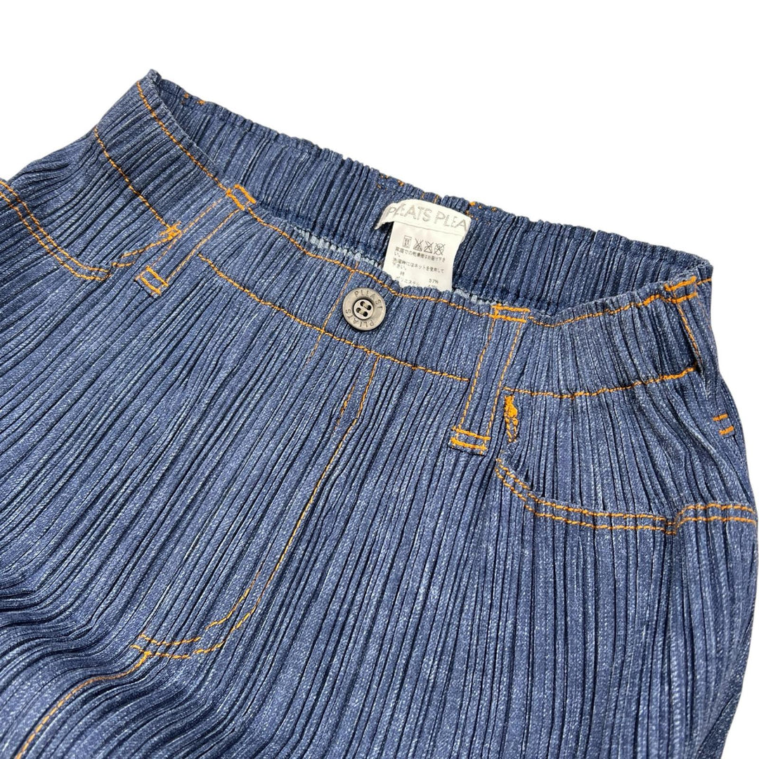 PLEATS PLEASE スカート デニム 転写 ブルー コットン レディース 1 PP71-JG624