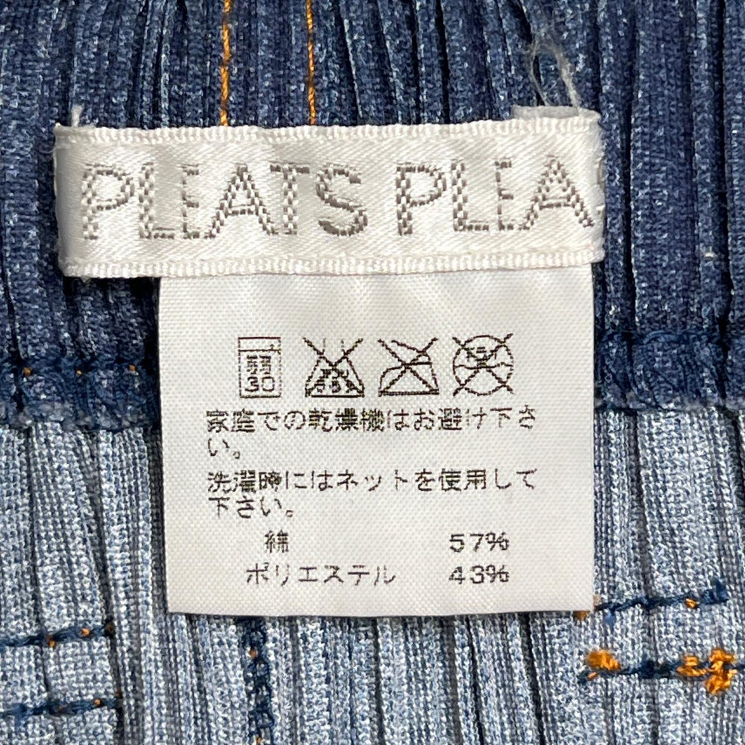 PLEATS PLEASE スカート デニム 転写 ブルー コットン レディース 1 PP71-JG624