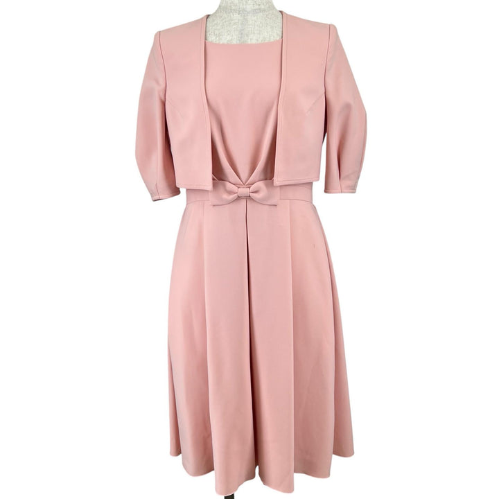 Excellent Rene two-piece set Ribbon design flared dress with bolero pink Women