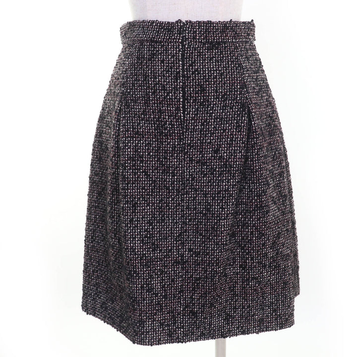 Great CHANEL Tweed skirt COCO MarkMetal Black series wool Women 36 P44259V32628