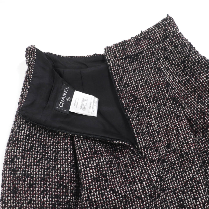 Great CHANEL Tweed skirt COCO MarkMetal Black series wool Women 36 P44259V32628
