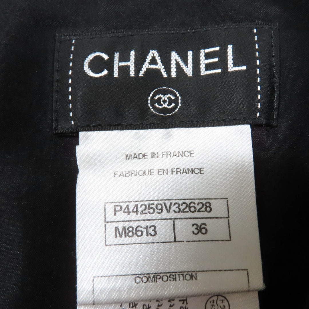 Great CHANEL Tweed skirt COCO MarkMetal Black series wool Women 36 P44259V32628