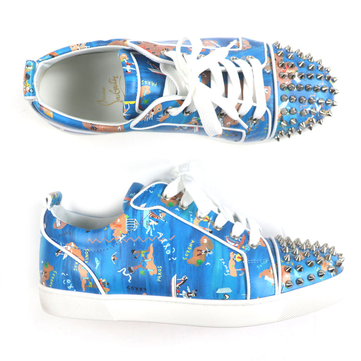Excellent ChristianLouboutin Lowcutsneakers Lewis Junior Blue white leather mens