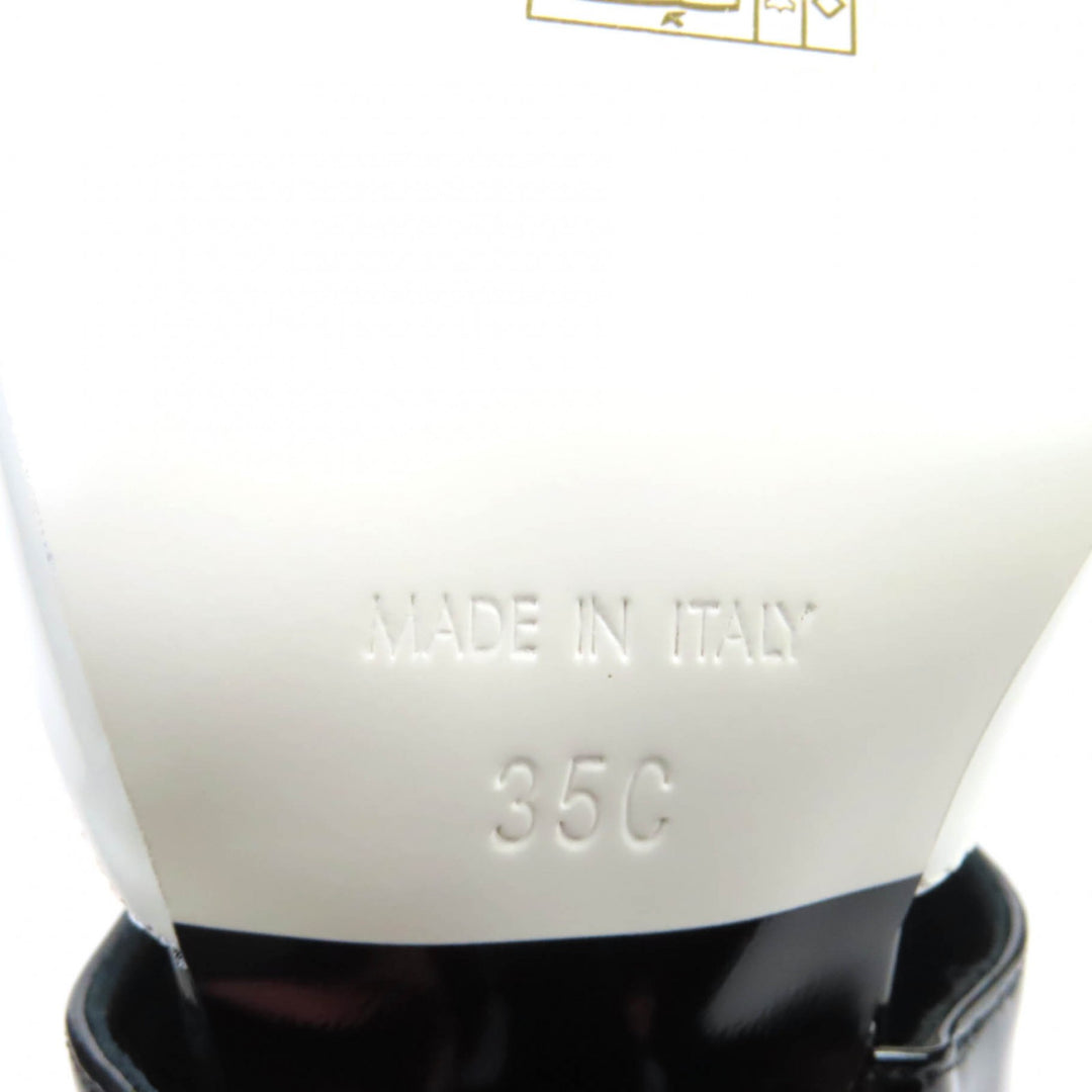 Pristine CHANEL Ankle boots COCO Mark Black White Patent leather Women 35 G35430