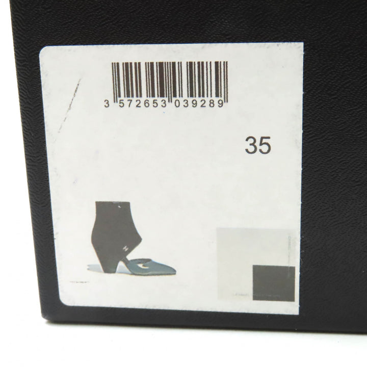 Pristine CHANEL Ankle boots COCO Mark Black White Patent leather Women 35 G35430