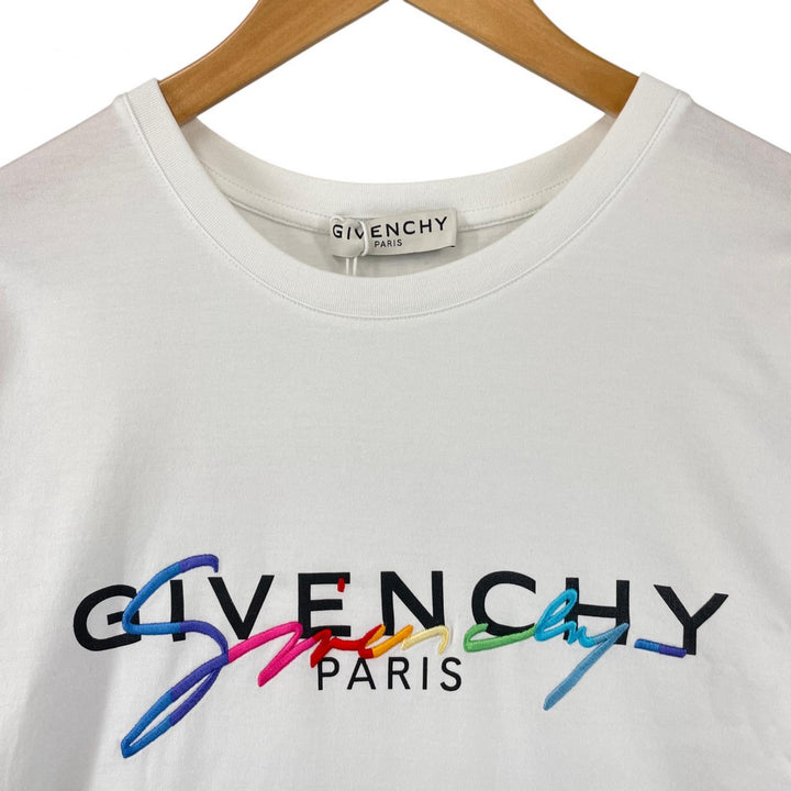 美品 GIVENCHY 半袖Tシャツ BM70RL3002 レインボーロゴ コットン メンズ L